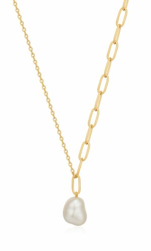 ANIA HAIE Gold Pearl Chunky Necklace