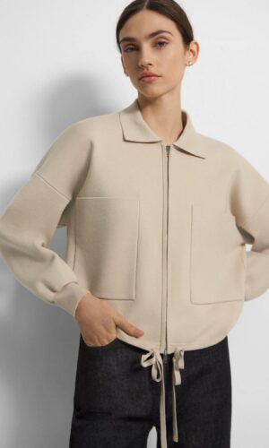 Theory Cropped Zip Jacket in Empire Wool
